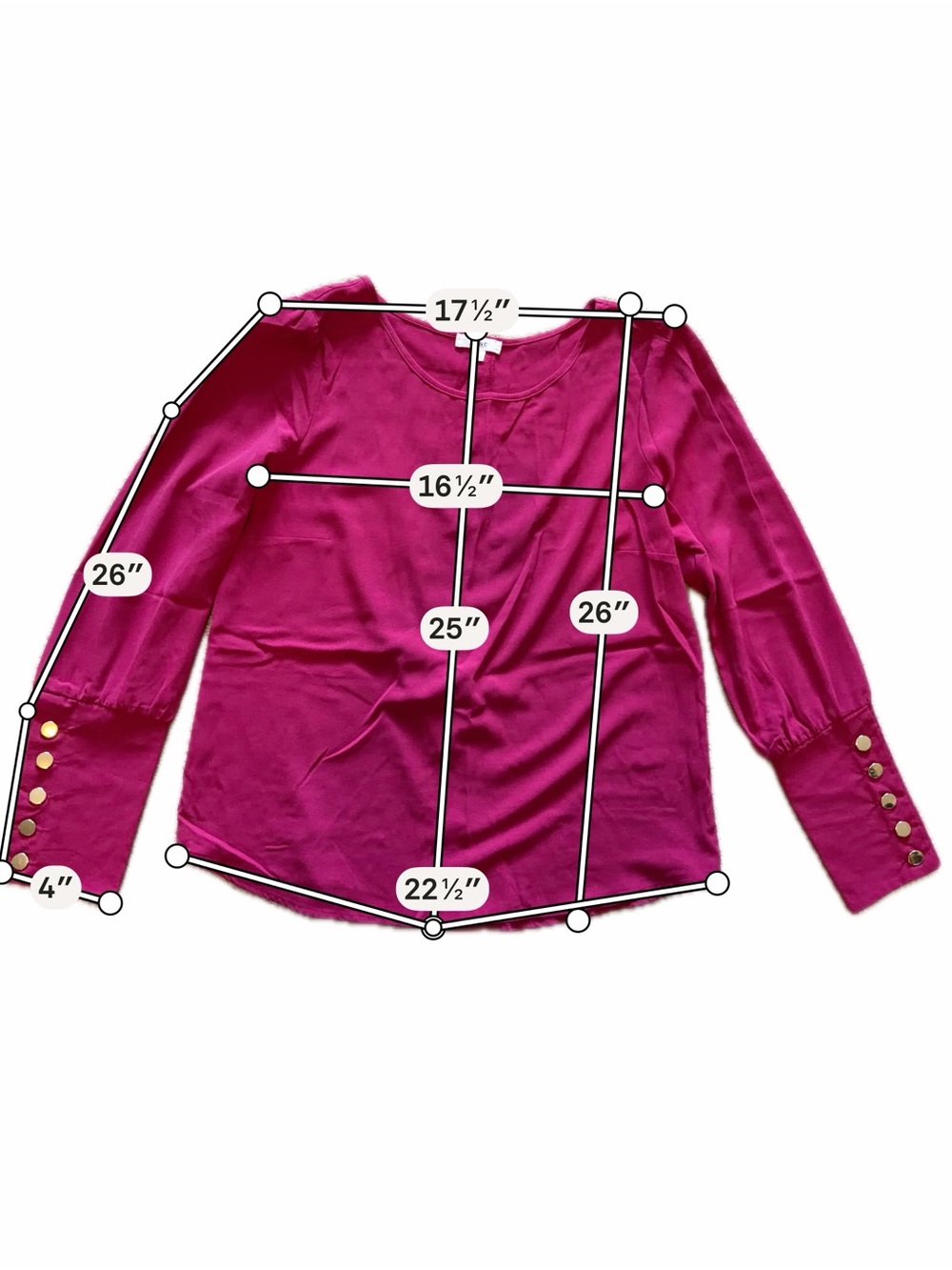 mine Fuchsia Long-Sleeve Blouse with Gold Button Cuffs